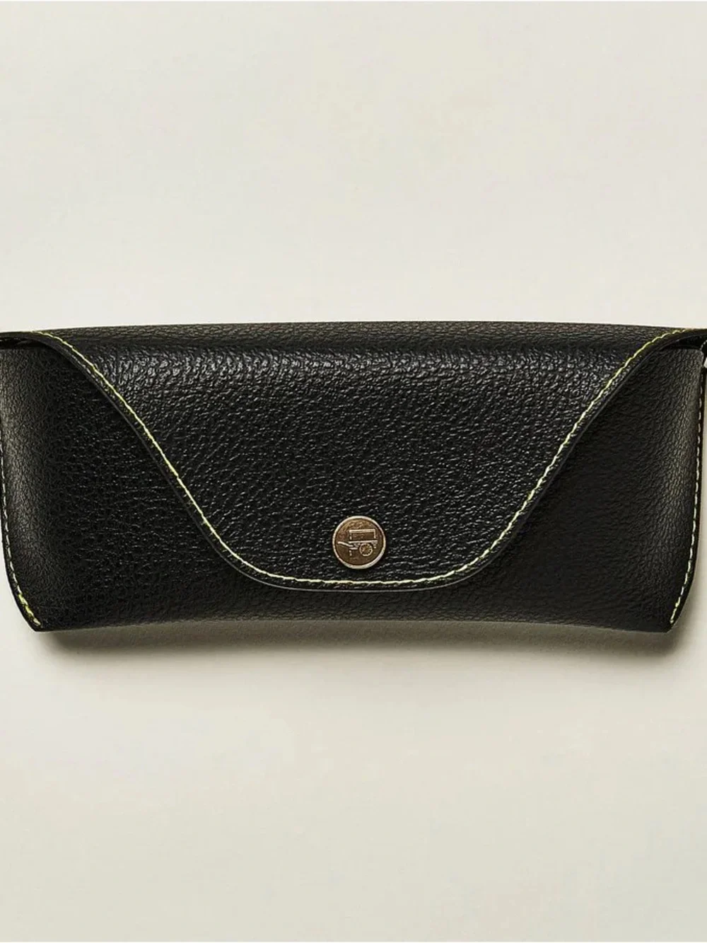 Moscot Originals Glasses Case Black Faux Leather Yellow Stitching Felt NYC 1915